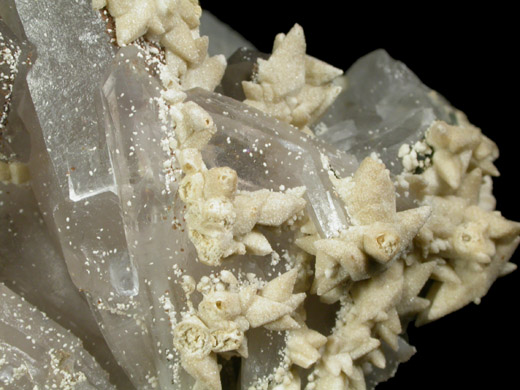 Smithsonite pseudomorphs after Calcite on Quartz from San Antonio Mine, Santa Eulalia District, Aquiles Serdn, Chihuahua, Mexico