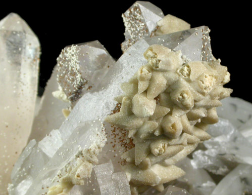 Smithsonite pseudomorphs after Calcite on Quartz from San Antonio Mine, Santa Eulalia District, Aquiles Serdn, Chihuahua, Mexico