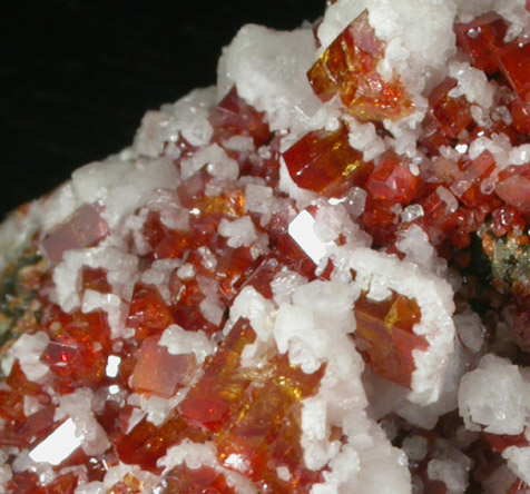 Vanadinite with Calcite from Tiger District, Pinal County, Arizona