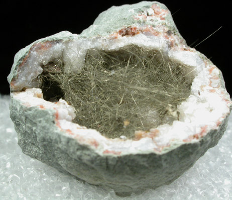 Millerite in Quartz Geode from US Route 27 road cut, Halls Gap, Lincoln County, Kentucky