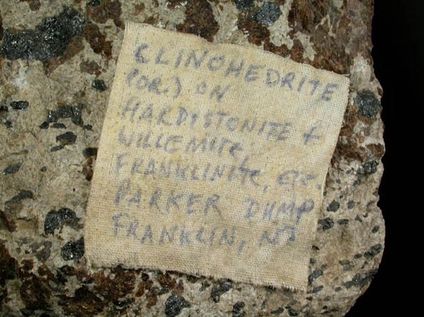 Clinohedrite, Hardystonite with Franklinite and Willemite from Parker Shaft Dumps, Franklin, Sussex County, New Jersey (Type Locality for Clinohedrite, Hardystonite, Franklinite)