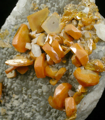 Wulfenite on Calcite from Bleiberg, Carinthia, Austria (Type Locality for Wulfenite)