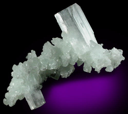 Apophyllite on Prehnite from Mumbai (formerly Bombay), Maharashtra, India