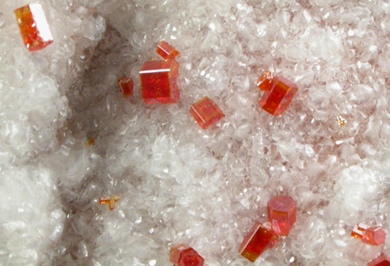 Vanadinite on Calcite from Old Yuma Mine, west of Tucson, Pima County, Arizona