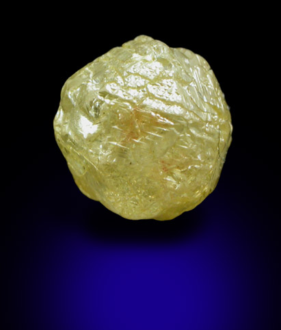 Diamond (2.18 carat green-yellow complex crystal) from Bakwanga Mine, Mbuji-Mayi (Miba), Democratic Republic of the Congo