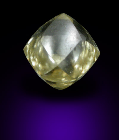 Diamond (0.65 carat yellow dodecahedral crystal) from Northern Cape Province, South Africa