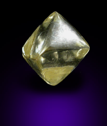 Diamond (0.68 carat yellow octahedral crystal) from Northern Cape Province, South Africa