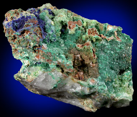 Malachite and Azurite with drusy Quartz from Concepcin del Oro, Zacatecas, Mexico
