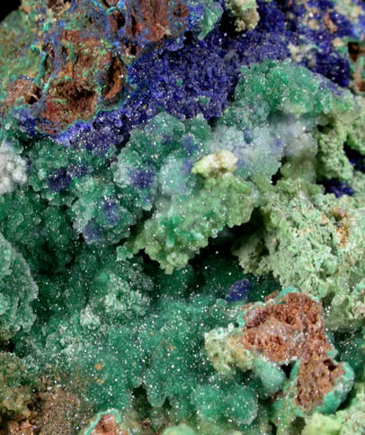 Malachite and Azurite with drusy Quartz from Concepcin del Oro, Zacatecas, Mexico