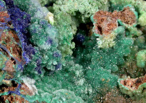 Malachite and Azurite with drusy Quartz from Concepcin del Oro, Zacatecas, Mexico