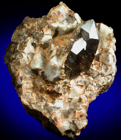 Quartz var. Smoky Quartz on Microcline from Moat Mountain, Hale's Location, Carroll County, New Hampshire