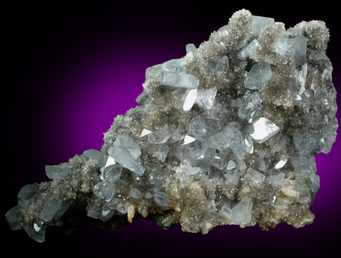 Celestine on Calcite from Route 13 road cut, Chittenengo Falls, Madison County, New York