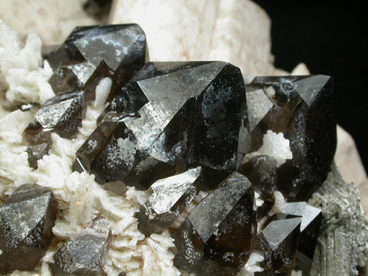 Microcline, Smoky Quartz, Albite, Opal var. Hyalite from Moat Mountain, Hales Location, Carroll County, New Hampshire