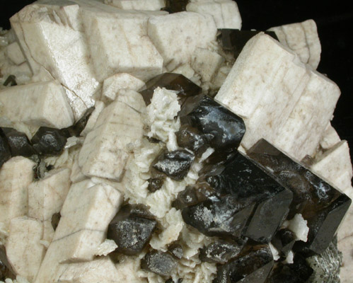 Microcline, Smoky Quartz, Albite, Opal var. Hyalite from Moat Mountain, Hales Location, Carroll County, New Hampshire