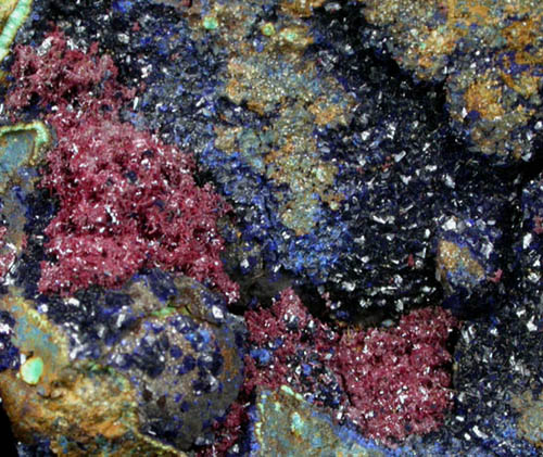 Azurite and Cuprite var. Chalcotrichite from Ray Central Mine, Mineral Creek District, Pinal County, Arizona