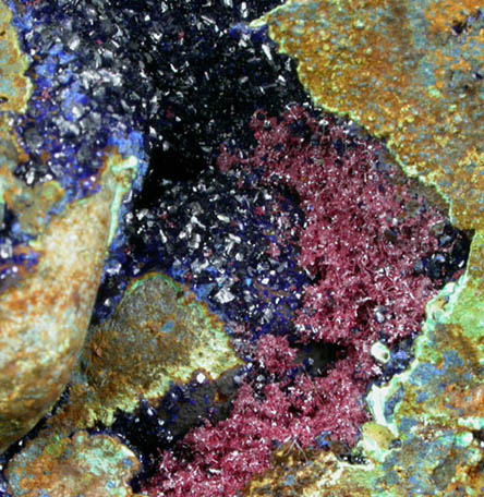 Azurite and Cuprite var. Chalcotrichite from Ray Central Mine, Mineral Creek District, Pinal County, Arizona