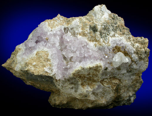 Quartz var. Amethyst with Calcite from Upper New Street Quarry, Paterson, Passaic County, New Jersey