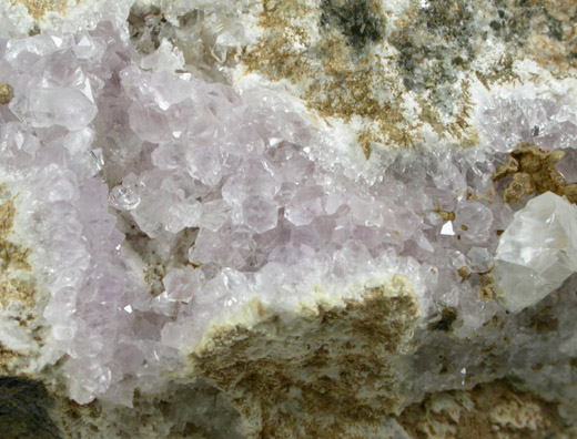 Quartz var. Amethyst with Calcite from Upper New Street Quarry, Paterson, Passaic County, New Jersey