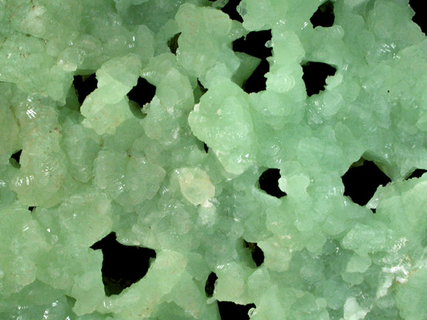 Prehnite with casts after Calcite from Prospect Park Quarry, Prospect Park, Passaic County, New Jersey