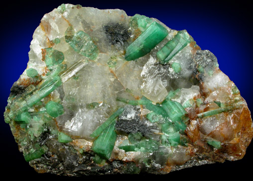 Beryl var. Emerald in Quartz from Brumado District, Serra das guas, Bahia, Brazil