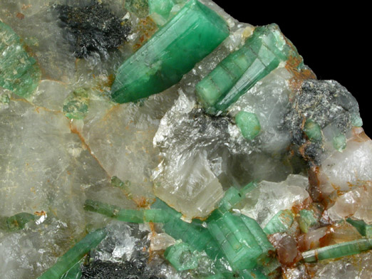 Beryl var. Emerald in Quartz from Brumado District, Serra das guas, Bahia, Brazil