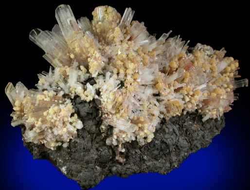 Hemimorphite, Dolomite, Mimetite on Goethite from Santa Eulalia District, Aquiles Serdn, Chihuahua, Mexico