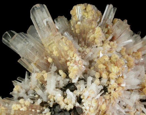 Hemimorphite, Dolomite, Mimetite on Goethite from Santa Eulalia District, Aquiles Serdn, Chihuahua, Mexico