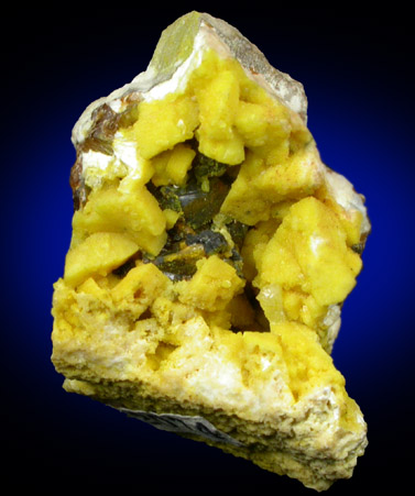 Greenockite on Calcite with Sphalerite from Tri-State Lead-Zinc Mining District, near Joplin, Jasper County, Missouri