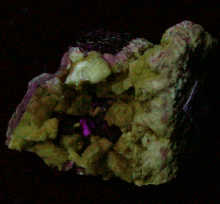 Greenockite on Calcite with Sphalerite from Tri-State Lead-Zinc Mining District, near Joplin, Jasper County, Missouri