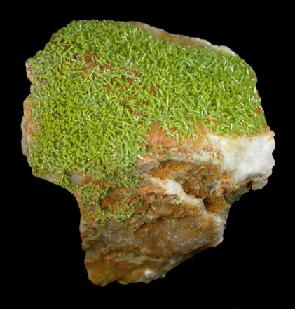 Pyromorphite on Quartz from Plynlimon Mine, Ceredigion (Cardiganshire), Wales