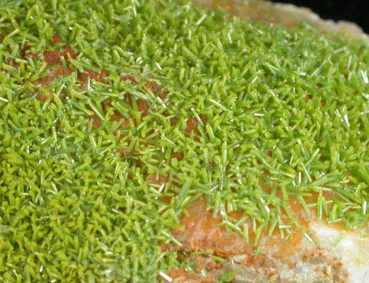 Pyromorphite on Quartz from Plynlimon Mine, Ceredigion (Cardiganshire), Wales