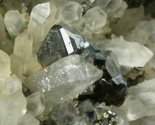 Tetrahedrite on Quartz with Sphalerite and Pyrite from (Castrovirreyna District), Huancavelica Department, Peru