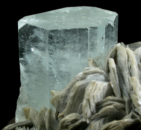 Beryl var. Aquamarine on Muscovite from Nagar, Hunza Valley, Gilgit District, Gilgit-Baltistan, Pakistan