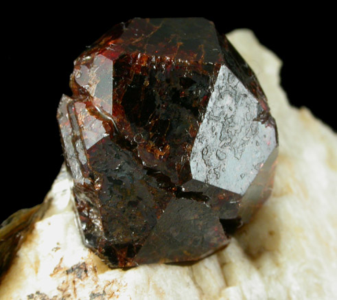 Almandine Garnet in Albite with Muscovite from Pegmatite exposure along power lines, west of Cathance Road, Topsham District, Sagadahoc County, Maine