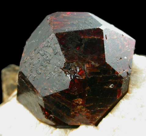 Almandine Garnet in Albite with Muscovite from Pegmatite exposure along power lines, west of Cathance Road, Topsham District, Sagadahoc County, Maine