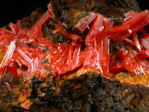 Crocoite with Gibbsite from Red Lead Mine, Dundas, Tasmania, Australia