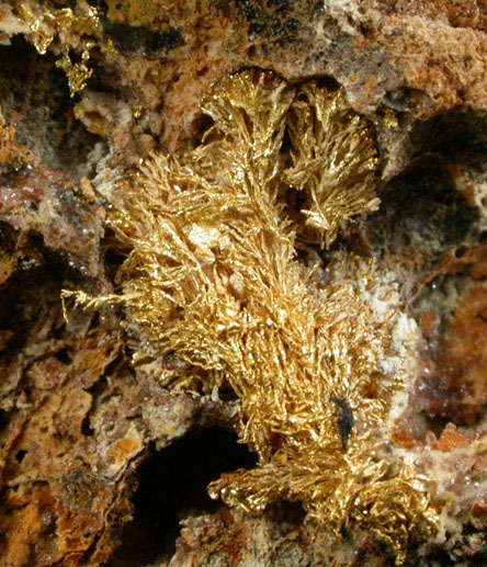 Gold on Calcite with Uraninite from Virgin Mine, Puerto del Aire, Aldama, Chihuahua, Mexico