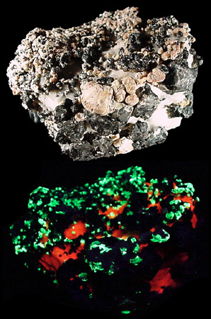 Willemite and Franklinite in Calcite from Sterling Mine, Ogdensburg, Sterling Hill, Sussex County, New Jersey