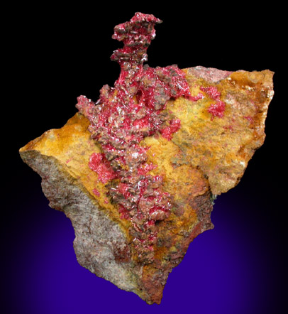 Cuprite var. Chalcotrichite and Copper from Ray Mine, Mineral Creek District, Pinal County, Arizona