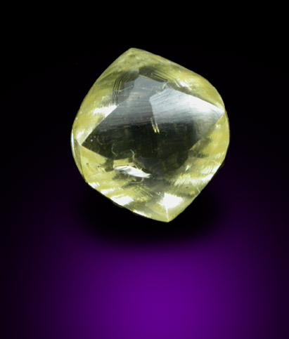 Diamond (0.63 carat yellow hexoctahedral crystal) from Northern Cape Province, South Africa