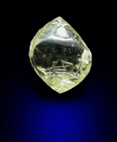 Diamond (0.58 carat pale-yellow octahedral crystal) from Letlhakane Mine, south of the Makgadikgadi Pans, Botswana