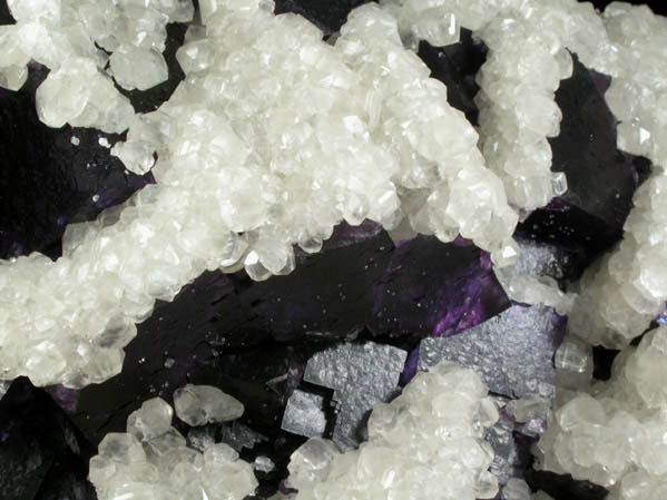 Calcite on Fluorite from Denton Mine, Sub-Rosiclare Level, Harris Creek District, Hardin County, Illinois