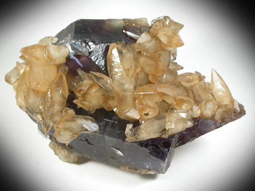 Fluorite with Calcite from Minerva #1 Mine, Rosiclare Level, Cave-in-Rock District, Hardin County, Illinois