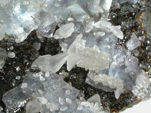 Fluorite and Calcite on Sphalerite from Minerva #1 Mine, Cave-in-Rock District, Hardin County, Illinois