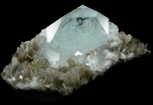 Beryl var. Aquamarine on Muscovite from Xuebaoding Mountain near Pingwu, Sichuan Province, China