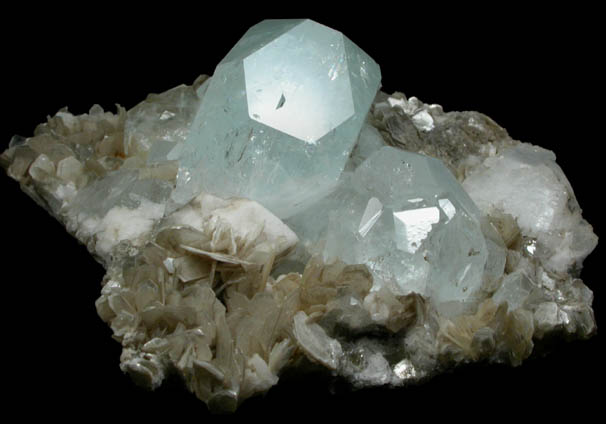 Beryl var. Aquamarine on Muscovite from Xuebaoding Mountain near Pingwu, Sichuan Province, China