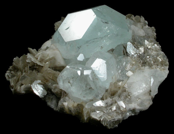 Beryl var. Aquamarine on Muscovite from Xuebaoding Mountain near Pingwu, Sichuan Province, China