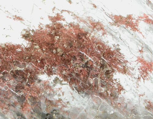 Copper in Gypsum var. Selenite from Twin Buttes Mine, Pima County, Arizona