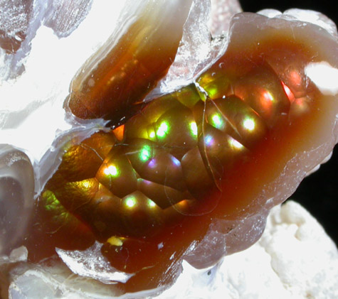 Quartz var. Fire Agate from Calvillo, Aguascalientes, Mexico