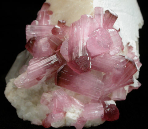 Elbaite var. Rubellite Tourmaline on Microcline from Pyi-Gyi-Taung Mountain, near Let-Pan-Hla, Mandalay, Myanmar (Burma)